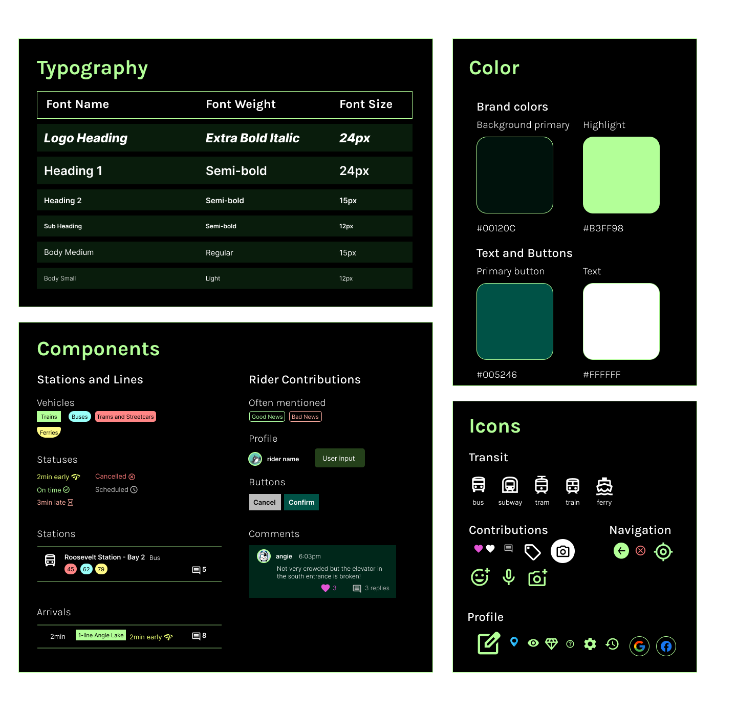 Design system of Rate my Transit