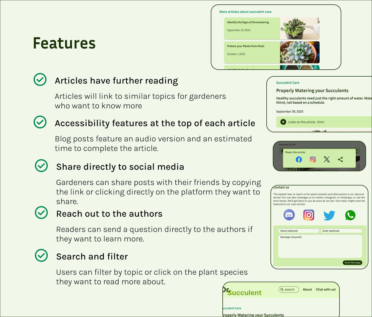 Feature overview for Dr. Succulent